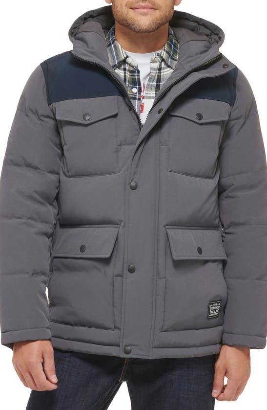 Levi's® Arctic Cloth Heavyweight Parka Jacket In Charcoal/ Black Yoke