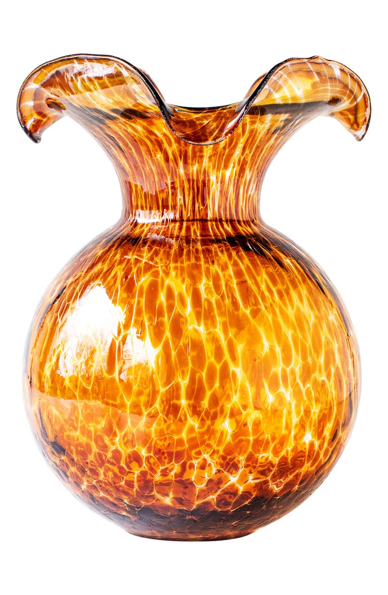 VIETRI Hibiscus Fluted Glass Vase, Alternate, color, Brown