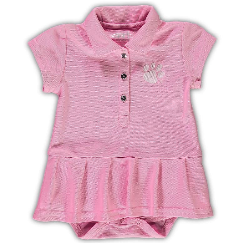 Garb Babies' Girls Infant  Pink Clemson Tigers Caroline Cap Sleeve Polo Bodysuit