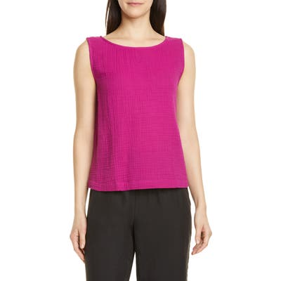 Eileen Fisher Bateau Neck Organic Cotton Tank, Pink