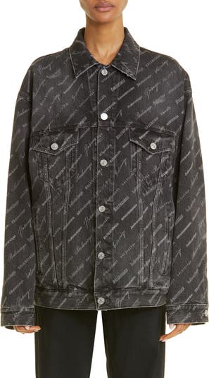 Logo Denim Jacket in Black - Balenciaga