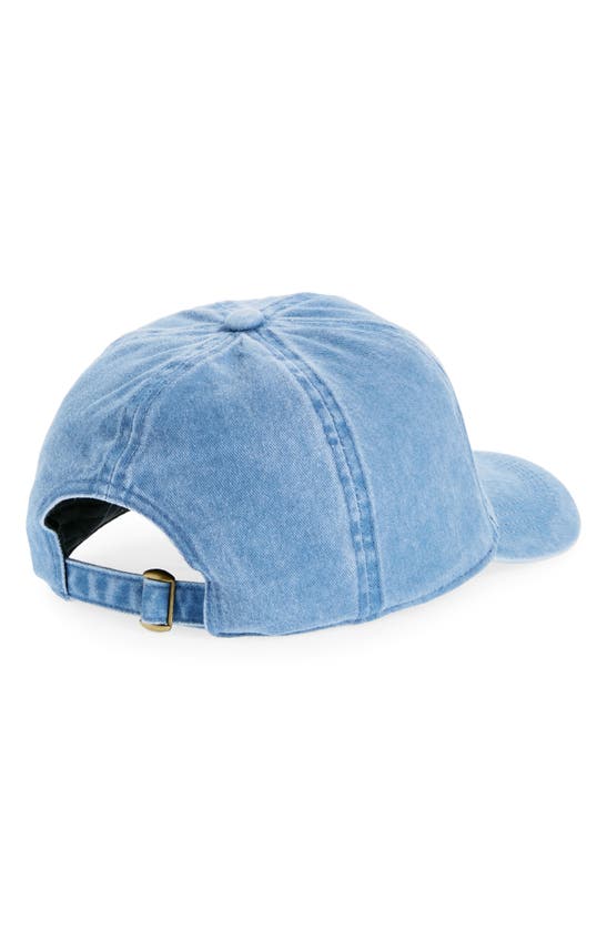 Shop David & Young Peachy Adjustable Cotton Baseball Cap In Denim Blue