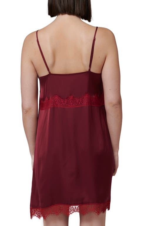 Simone Perele Lace Trim Satin Chemise In Spinel Red