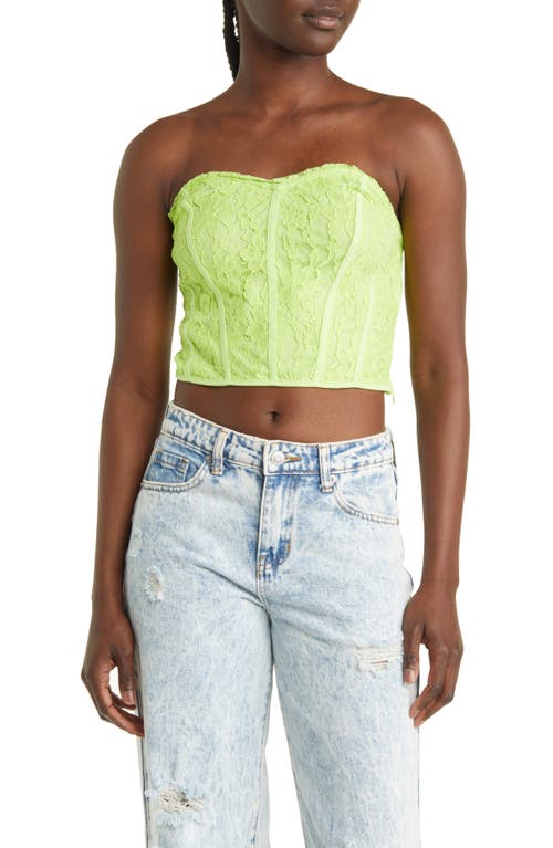 SOMETHING NEW Natalie Lace Corset Top Acid Lime at Nordstrom,