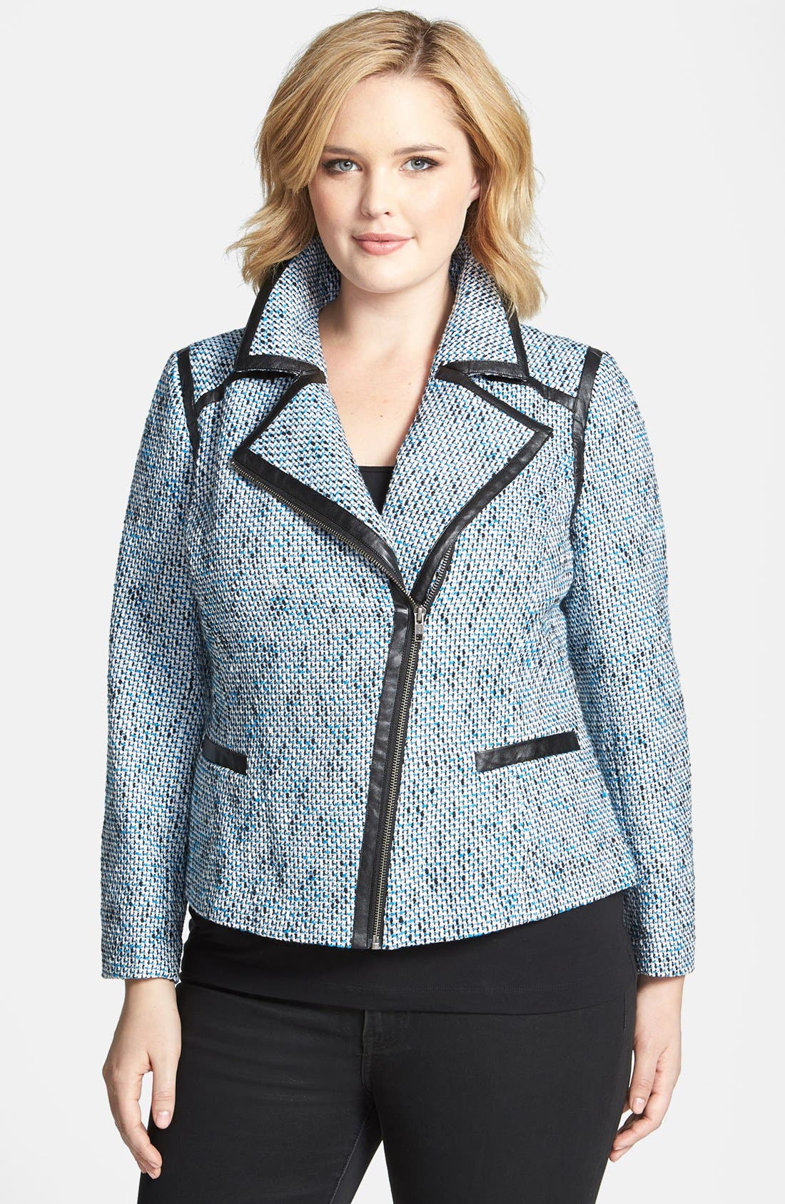 Sejour Asymmetrical Zip Tweed Jacket (Plus Size) Nordstrom