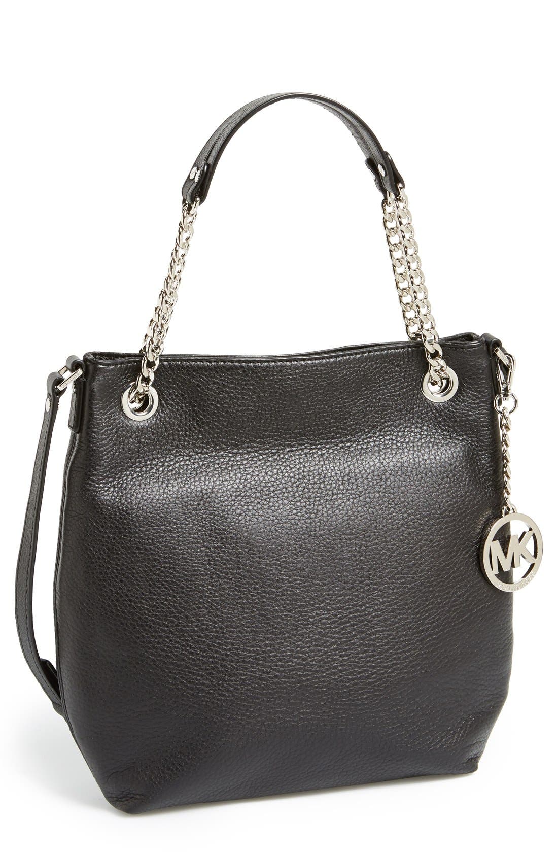 michael kors womens jet set chain pebbled leather shoulder handbag