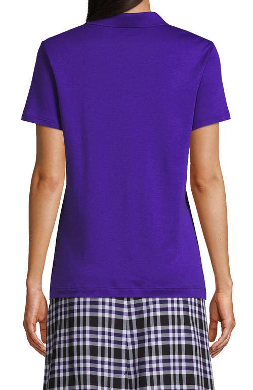 Shop Lands' End School Uniform  Short Sleeve Feminine Fit Interlock Polo Shirt In Deep Purple