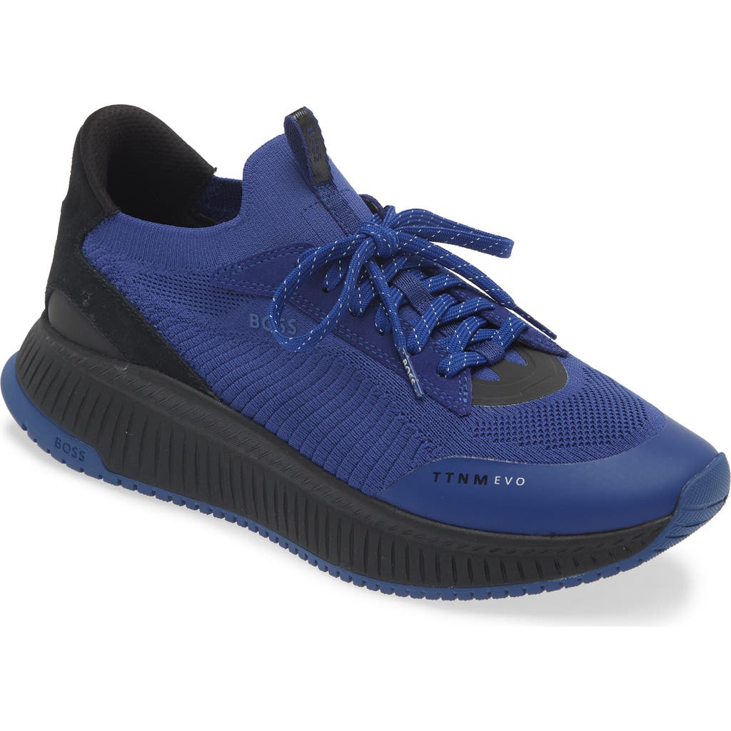 Hugo Boss Boss Ttnm Evo Knit Sneaker In Open Blue
