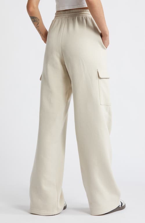 Shop Bp. Elastic Waist Wide Leg Fleece Cargo Pants In Beige Pumice