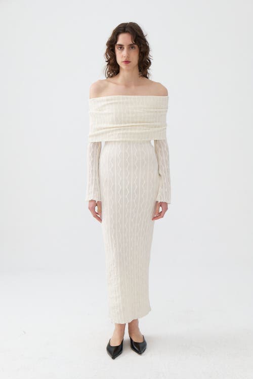 Nocturne Off The Shoulder Layered Design Dress In Ivory