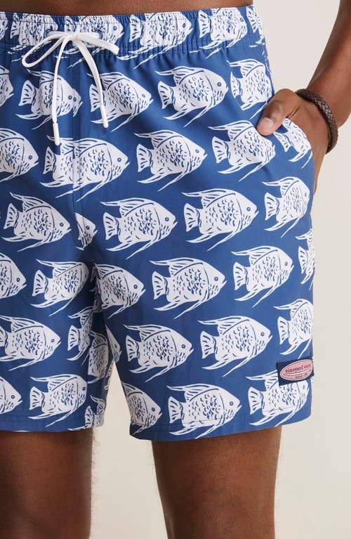 Shop Vineyard Vines 7-inch Chappy Swim Trunks In Blue Fish