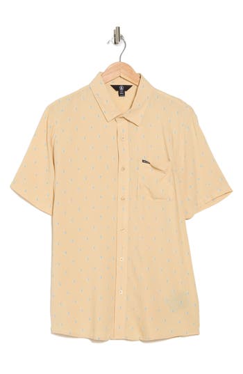 Volcom Warbler Short Sleeve Button-up Shirt In Gold