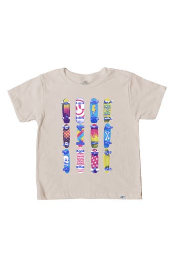 Shop Kid Dangerous Kids' Rainbow Skateboard Graphic T-shirt In Natural