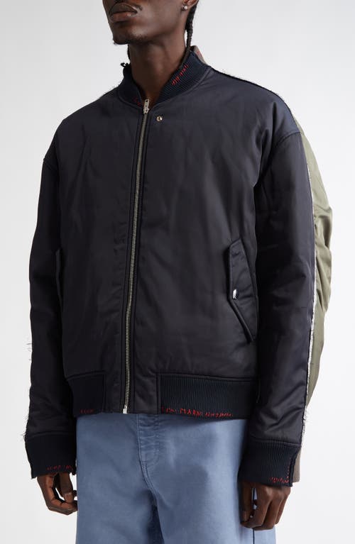 Shop Marni Colorblock Bomber Jacket In Midnight/blue