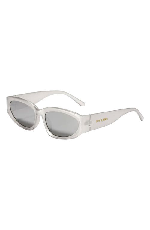 Fifth & Ninth Shea 59mm Polarized Gradient Oval Sunglasses In Silver/silver