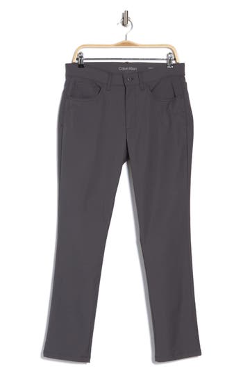 Calvin Klein Hi-stretch Tech 5-pocket Slim Pants In Gray Pinstripe