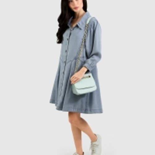 Shop Belle & Bloom Supercut Denim Dress In Mid Denim