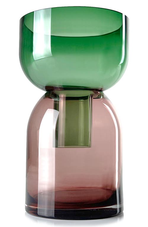 Cloudnola Flip Top Glass Vase In Green/pink