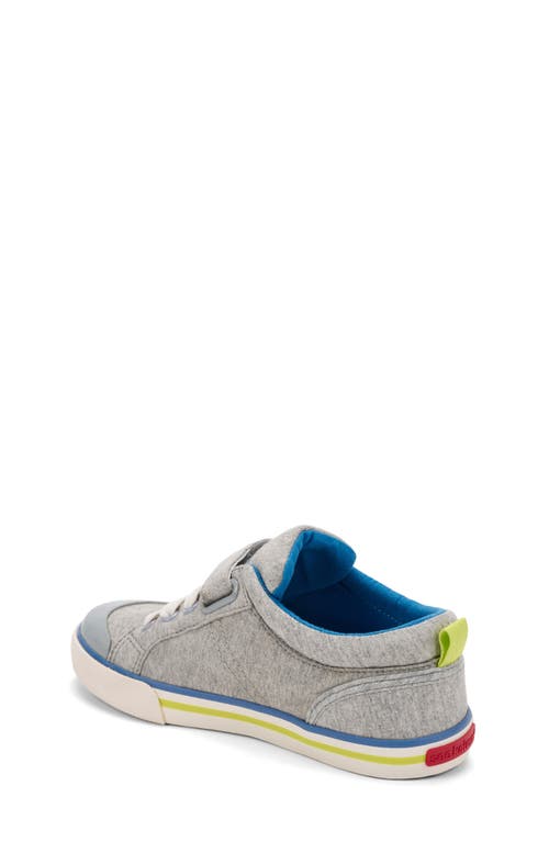 Shop See Kai Run Tanner Sneaker In Gray Jersey/lime