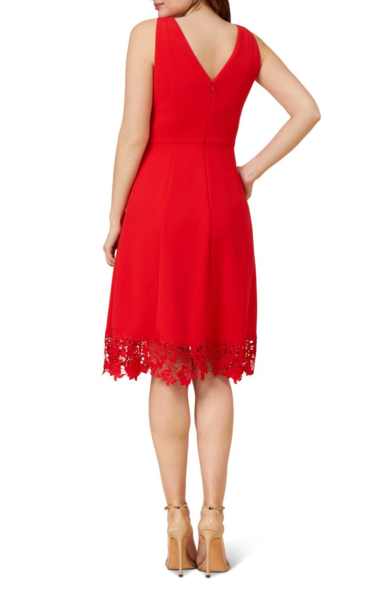 Adrianna Papell Lace Hem Crepe Fit & Flare Dress, Alternate, color, 