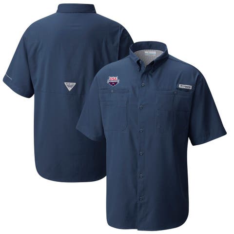 Men's Columbia Royal Texas Rangers Tamiami Omni-Shade Button-Down Shirt