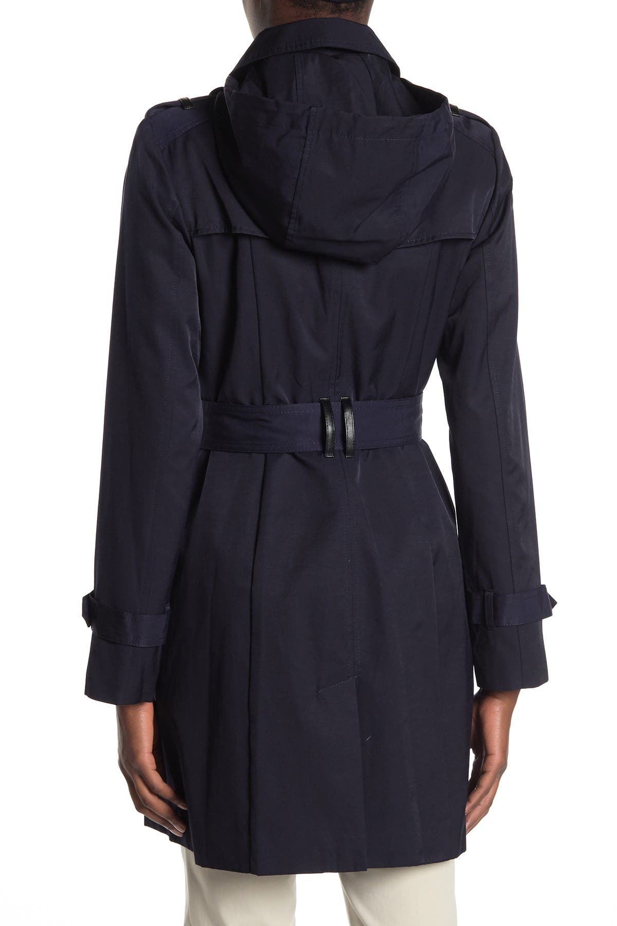 trench coat with leather trim