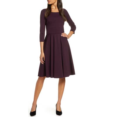 Harper Rose Pleated Fit & Flare Dress, Purple