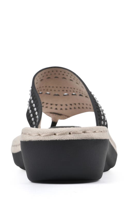 Cliffs By White Mountain Compact Womens Faux Leather Wedge Slide Sandals In Black/nubuck