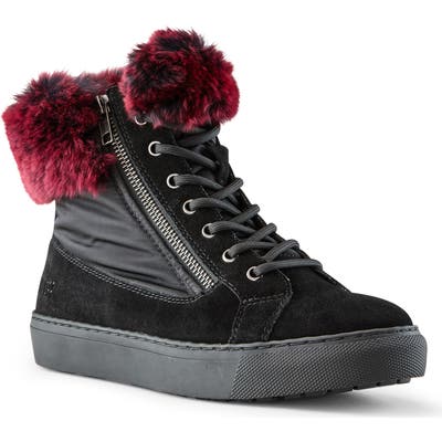 Cougar Danica Sneaker Boot With Genuine Rabbit Fur Trim, Black