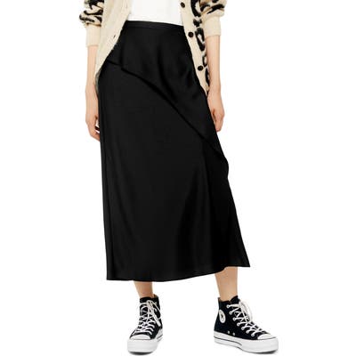 Topshop Bias Cut Satin Midi Skirt, US (fits like 2-4) - Black