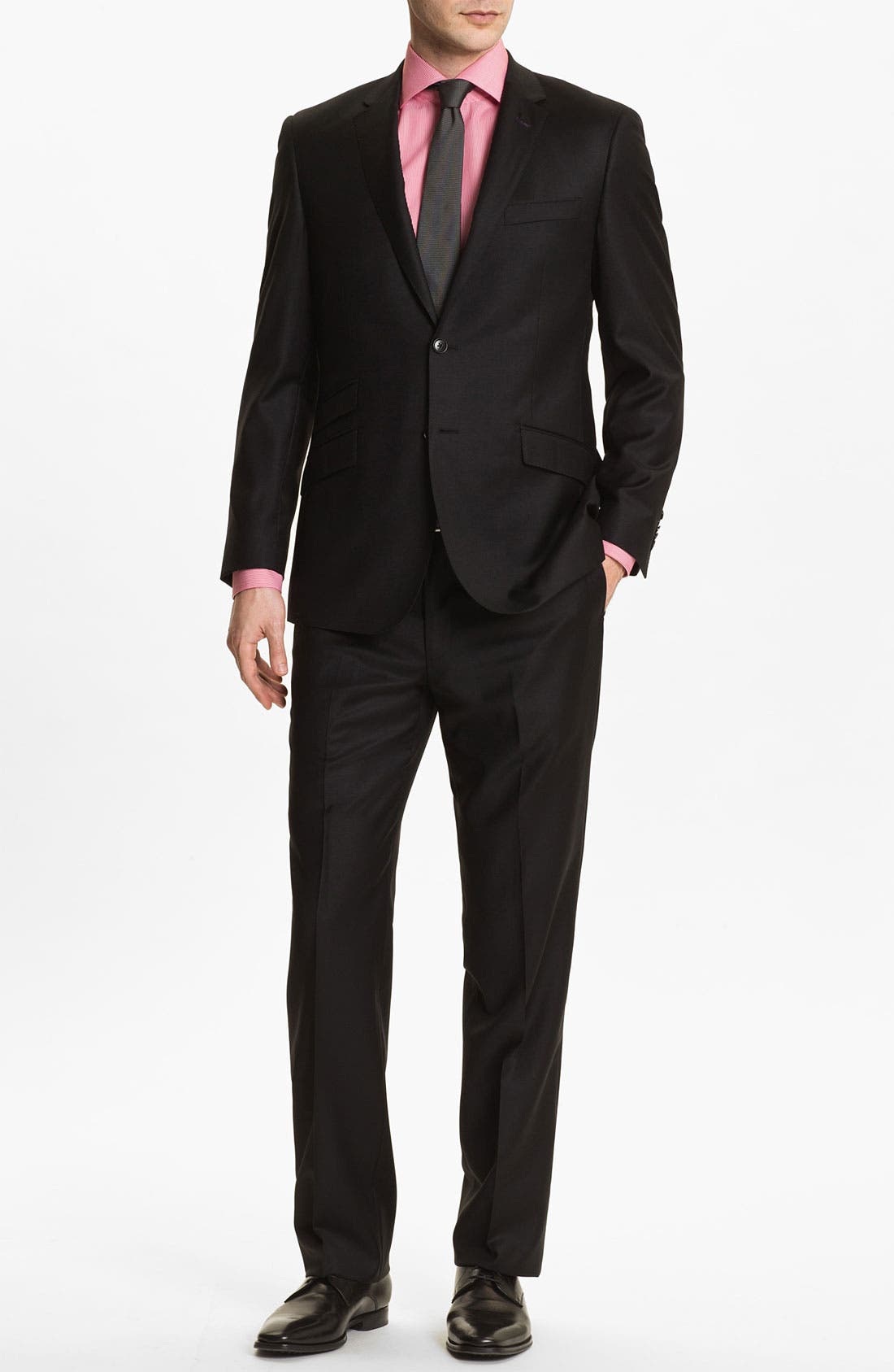 Click to view more detailed imagery on our partner's website English Laundry Trim Fit Wool Suit (online Only) In Solid Black