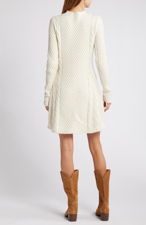 Shop Treasure & Bond Cabled Long Sleeve Sweater Dress In Ivory Dove