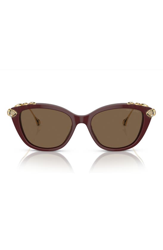 Shop Swarovski 53mm Cat Eye Sunglasses In Dark Brown