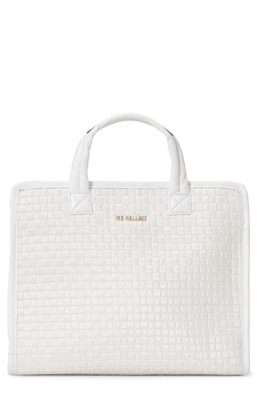 Shop Mz Wallace Medium Woven Nylon Box Tote In Pearl Metallic