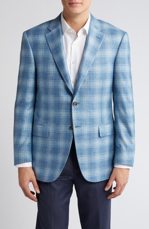 Canali Siena Regular Fit Plaid Silk & Cashmere Sport Coat Blue at Nordstrom, Us