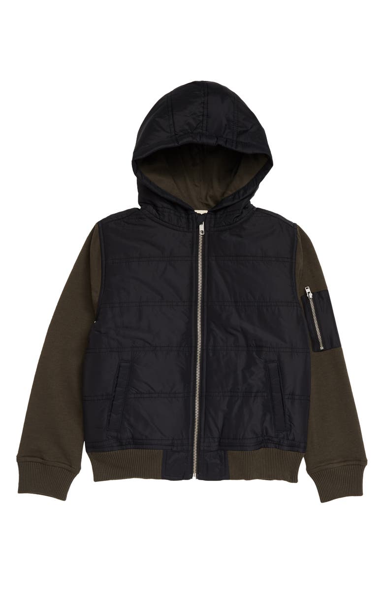 TUCKER + TATE Mountain Crest Hooded Jacket, Main, color, BLACK- OLIVE