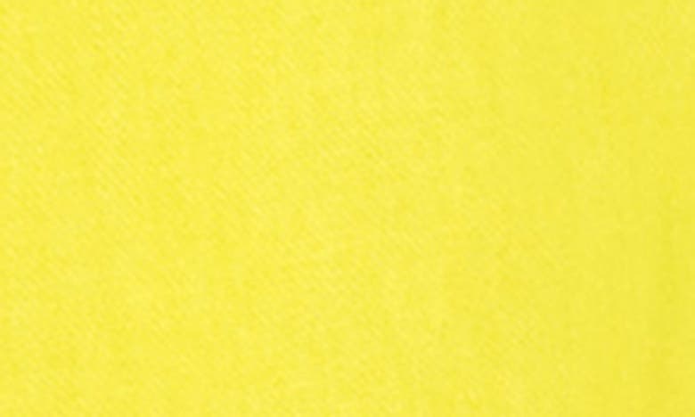 Shop Dkny Sport Linen Blend Crop Button-up Camp Shirt In Fluoro Yellow