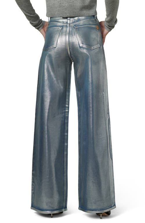 Shop Joe's The Mia Metallic High Waist Wide Leg Jeans In Party Indigo