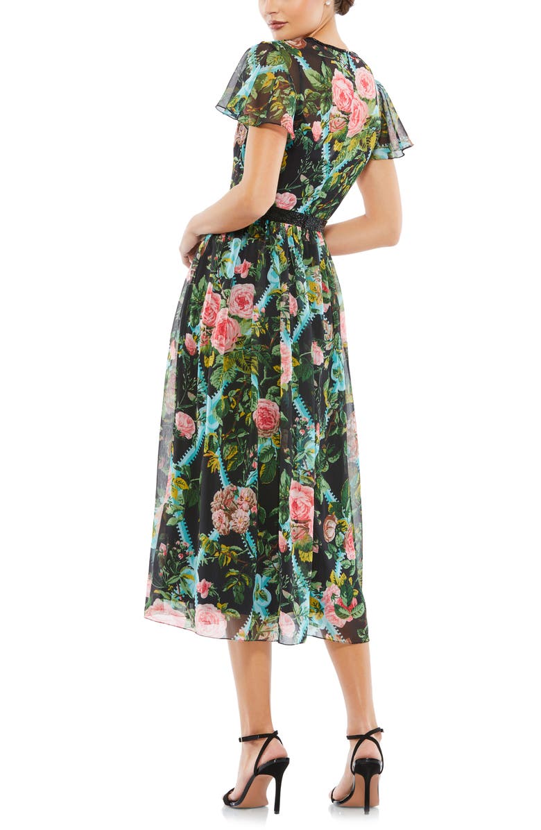 Mac Duggal Floral Chiffon Midi Dress | Nordstrom