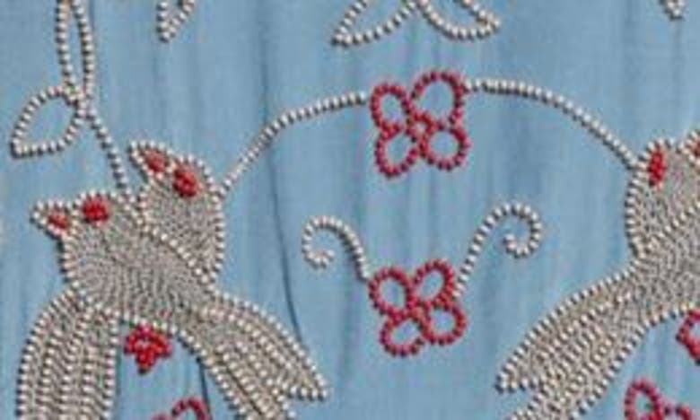 Shop Bode Beaded Tropicbird Reversible Midi Dress In Blue Multi