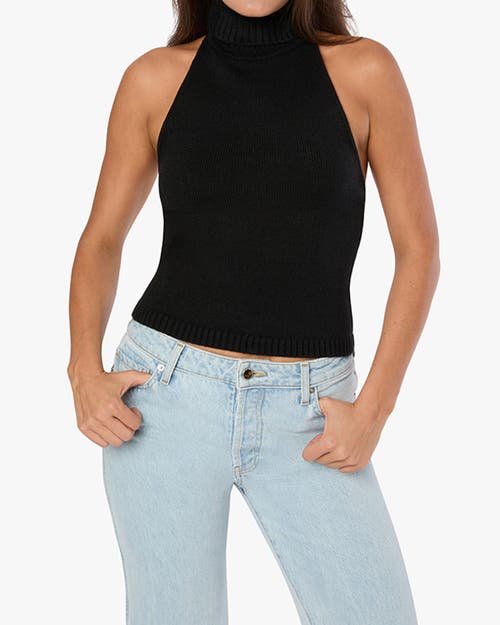 Weworewhat Open Back Halter Sweater Top In Black