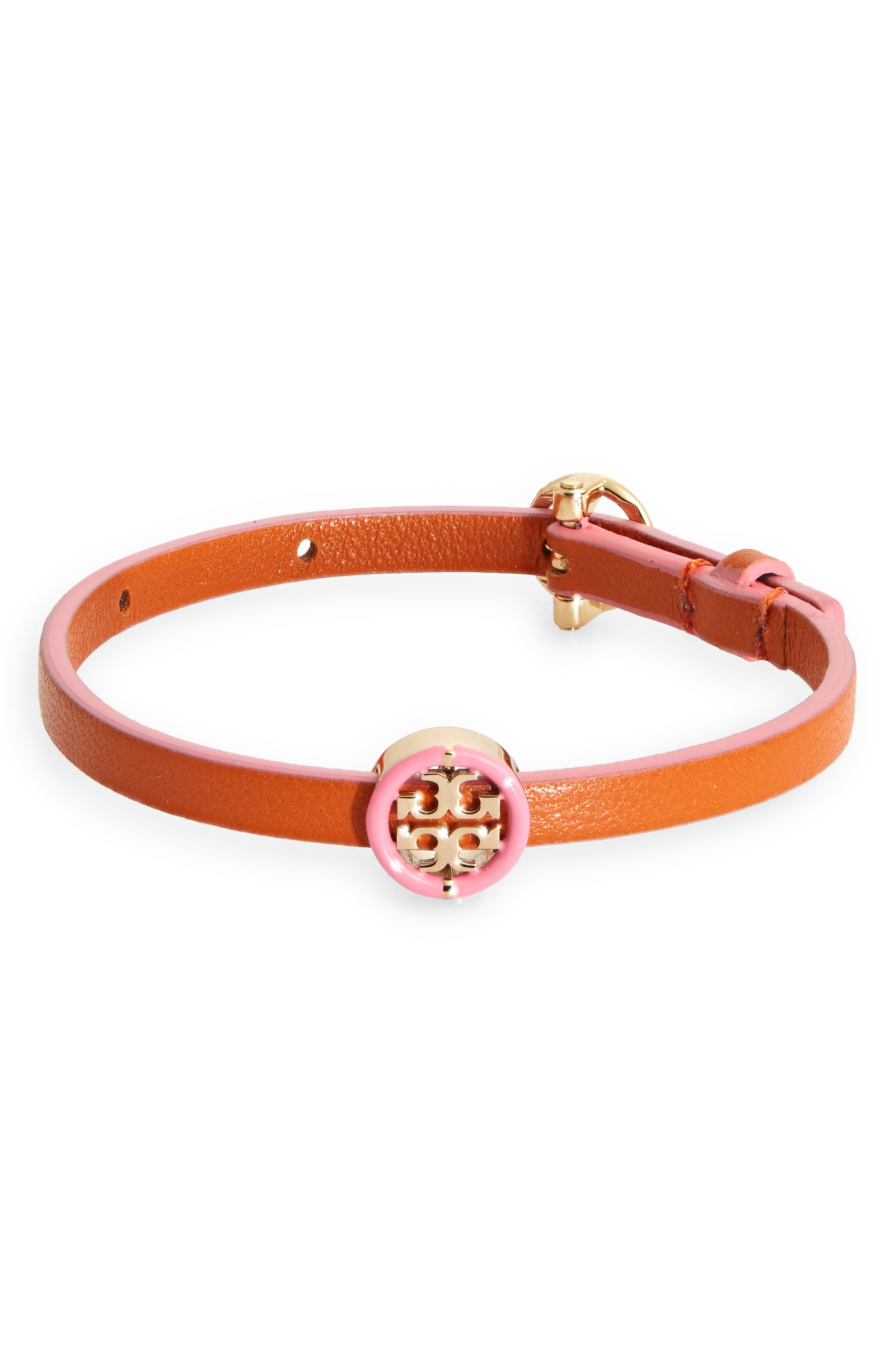 Leather bracelet with ceramic cylinder and silver brass Leather and ceramic bracelet for girl