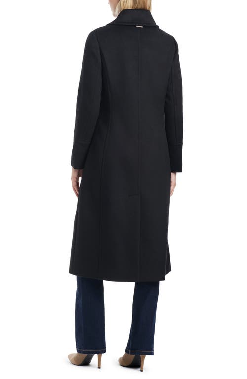 Shop Vince Camuto Wool Blend Coat With Removable Faux Fur Collar And Cuffs In Black