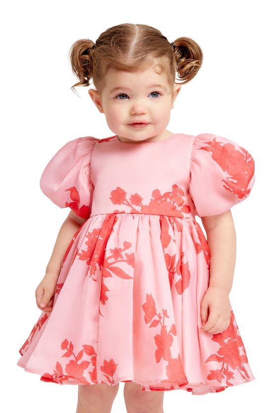 Shop Bardot Junior Kids' 3d Floral Puff Sleeve Party Dress In Red Floral