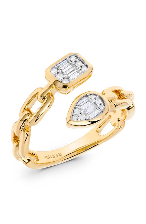 H.j. Namdar 14k Gold Diamond Paperclip Link Bypass Ring In Yellow And White Gold