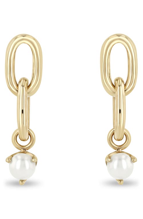 Shop Zoë Chicco Cultured Pearl Drop Earrings In 14k Yellow Gold