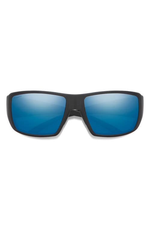 Shop Smith Guides 62mm Chromapop™ Polarized Oversize Wraparound Sunglasses In Matte Black/blue Mirror