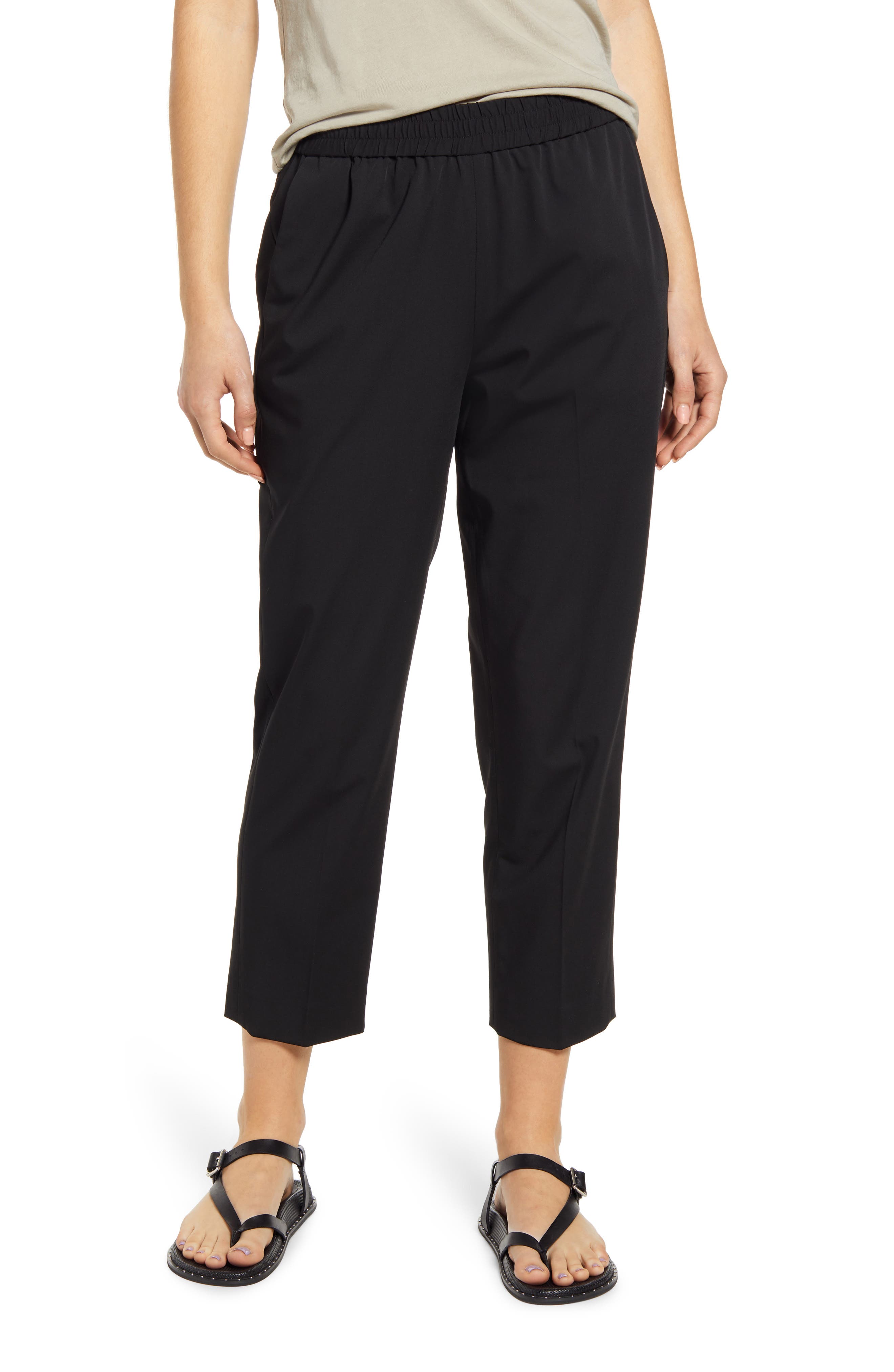 black elastic waist pants