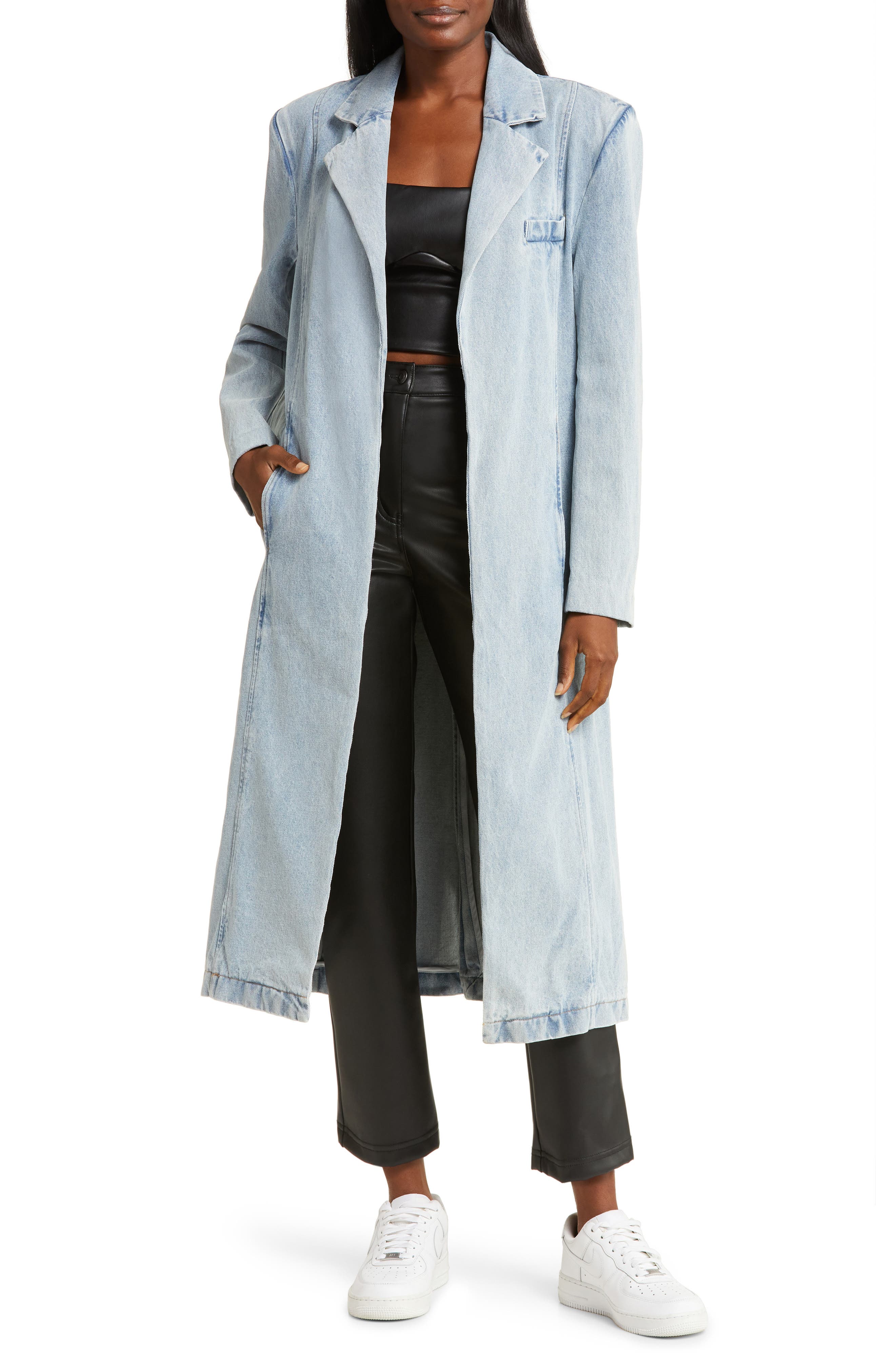 Light shops blue duster coat