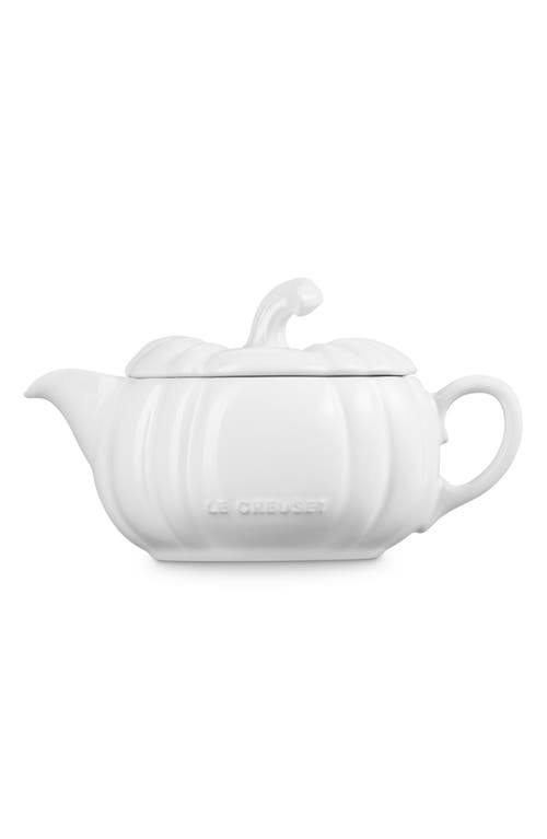 Le Creuset Stoneware Pumpkin 14-oz. Gravy Boat With Lid In White